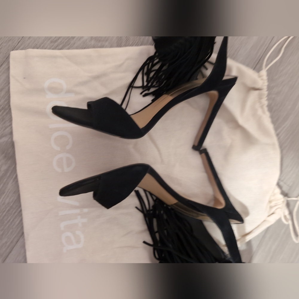 Dolce Vita Black Fringe Heels (worn once) - Picture 2 of 4
